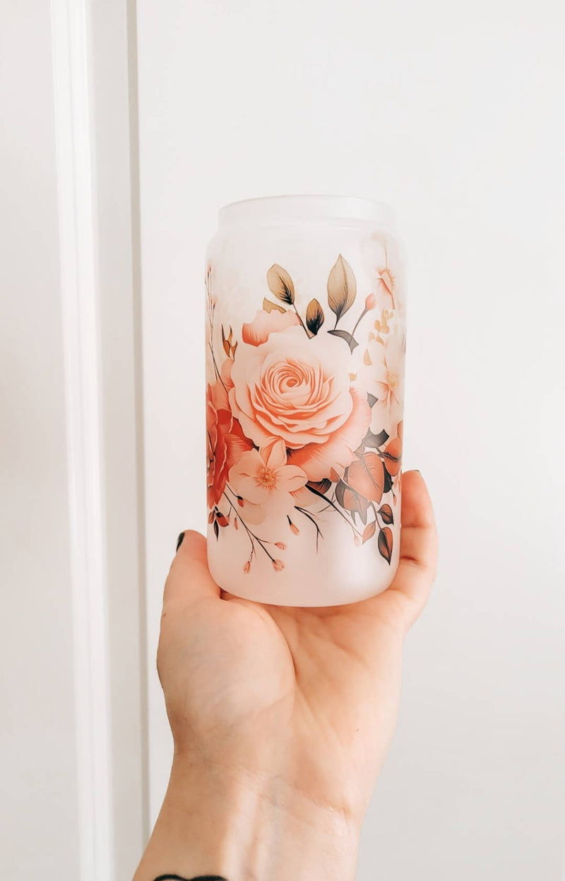 Floral | Frosted Glass Cup