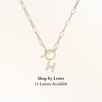 Sparkle Mini Toggle Initial Necklace in Gold (15 Letters)