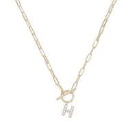 Sparkle Mini Toggle Initial Necklace in Gold (15 Letters)