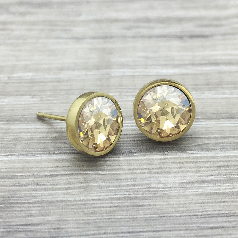 Luxe Swarovski Crystal Stud Earring - Gold