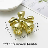 Gold Flower Duckbill Hair Clip - Elegant Metal Hair Claw