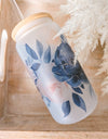 Navy & Blush Floral Glass | 16oz Glass