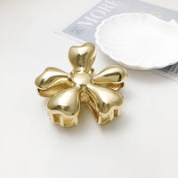 Gold Flower Duckbill Hair Clip - Elegant Metal Hair Claw