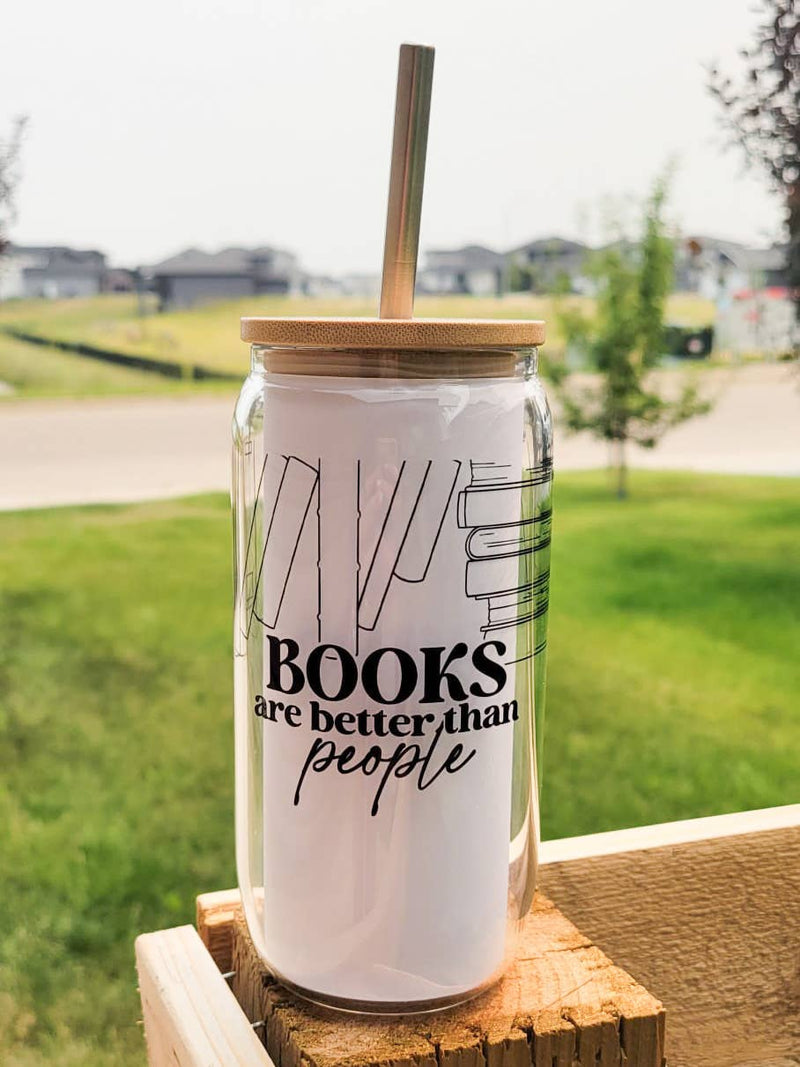 Books Are Better Glass Can w Bamboo Lid | Bookish