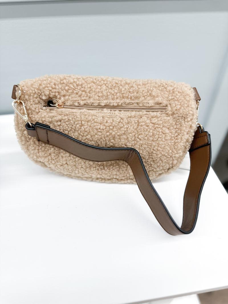 Brookie Sherpa Belt Bag - Tan