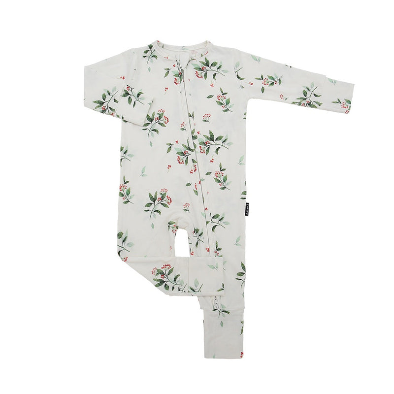 Footless Sleeper w/ Fold-over Cuffs - Holly Berries