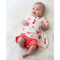 Short Sleeve Peplum Baby Dress - Heart Balloons