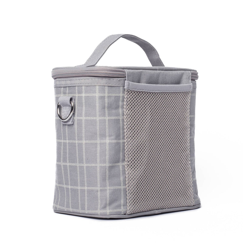 Light Grey Grid Petite Lunch Poche