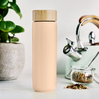 Tatyana Double Walled Ceramic Travel Mug with Infuser - Coral